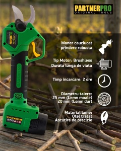 Foarfecă electrică cu acumulator PARTNERPRO PP-FE16V, 16V / 2Ah, 300 W, 200 N - Img 12