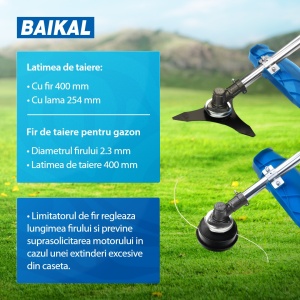 Motocoasa pe benzina BAIKAL BK5500, 4.7CP, 2T, 10000rpm - Img 5