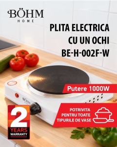 Plita electrica cu un ochi BÖHM BE-H-002F-W, 1000 W