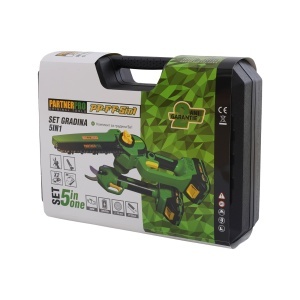 Set foarfecă de grădină și fierăstrău cu lanț pe acumulator PARTNERPRO PP-FF 5 IN 1, 2 acumulatori 20 V/2Ah Brushless - Img 10