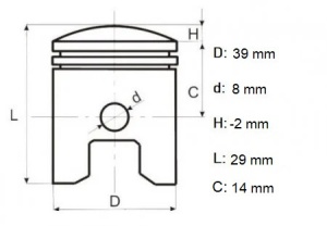 Set piston 4T GX35 39 mm, Elefant - Img 3