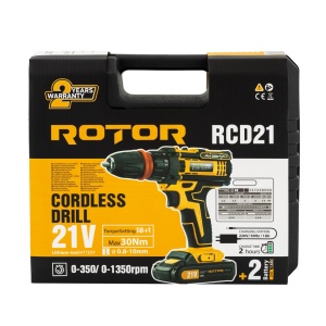 Trusa autofiletanta pe acumulator 21V ROTOR RCD21 + biti, 1350 RPM, Brushless - Img 10