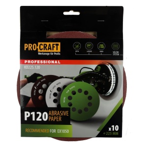 Disc abraziv pentru slefuitor cu excentric KD125.120 PROCRAFT (Set 10 buc) Diametru: 125 mm Granulatie: P120