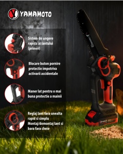 Mini drujba 8" pe acumulator cu 1 acumulator 20v/4Ah si incarcator YAMAMOTO YBS-84 5400 rot/min, Brushless - Img 4