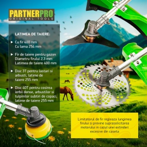 Motocoasa pe benzina PartnerPro PP5600 , 4 T, 5.6CP, 52CC - Img 4