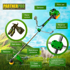 Motocoasa pe benzina PartnerPro PP57 , 6CP, 52CC, 2T - Img 2