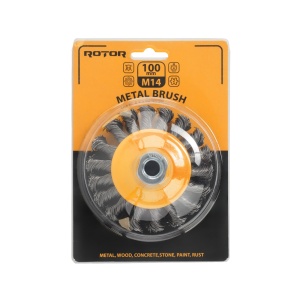 Perie de sarma conica cu noduri ROTOR 100mm M14 - Img 2