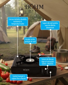 Plita cu un arzator pe gaz Camping BÖHM BG-K-001, GPL, 2.3 kW - Img 11