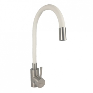 Baterie bucatarie MIXXUS SUS-011 REFL WHITE din otel inoxidabil, Monocomanda, Racorduri incluse - Img 1