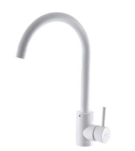 Baterie bucatarie MIXXUS SUS-011WHITE din otel inoxidabil, Monocomanda, Racorduri incluse - Img 2