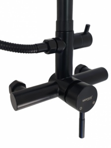 Coloana de dus MIXXUS SUS-003-J BLACK 20 cm baterie si para, monocomanda, furtun flexibil - Img 2