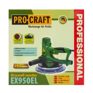 Masina de slefuit pereti Procraft EX950EL, 950 W, 180 mm, 1200-2500 rot/min cu aspirator sac - Img 2
