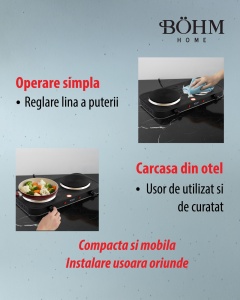 Plită electrică dublă BÖHM BE-H-004L-B negru - Img 8