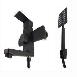 Baterie cada MIXXUS KUB-009 (EURO) BLACK din otel inoxidabil, Monocomanda, Furtun dus 150cm - Img 2