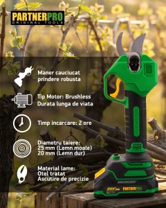 Foarfecă electrică cu acumulator PARTNERPRO PP-FE2A 20V / 2Ah, 250 N, Brushless - Img 12
