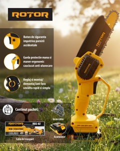 Mini drujbă 6" RBS-62 ROTOR, 1 acumulator 21V/2Ah, 1 x incarcator - Img 5