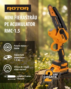 Mini fierăstrău pe acumulator RMC-1.5 ROTOR 4500 rot/min 1 x Acumulator 21V 1.5Ah