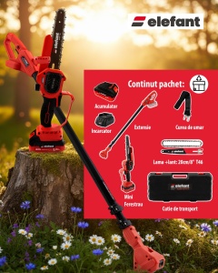Set Mini drujba 8" si Extensie prelungire 2,5 m pe acumulator cu 1 acumulator 4Ah si incarcator ELEFANT ESBS8EP2.5 - Img 4