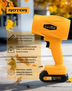 Suflantă aer pe acumulator ROTOR RCB-1.5A 45m/s, 21V/1,3Ah - Img 2