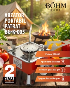 Arzător portabil pătrat BÖHM BG-K-005 Propan/butan