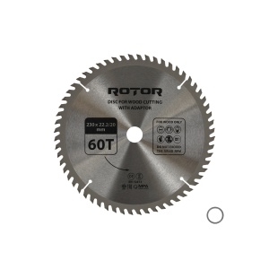 Disc taiat lemn ROTOR 230*22,2/20 cu adaptor 60T
