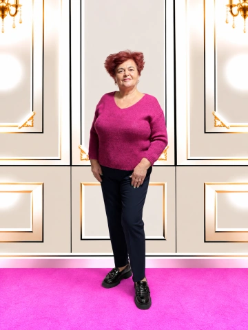 Pulover damă fucsia cu decolteu în V – Amelia