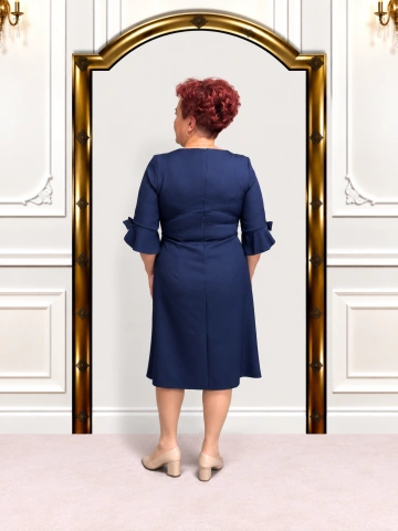 Rochie elegantă bleumarin cu funde decorative – Amalia - Img 3