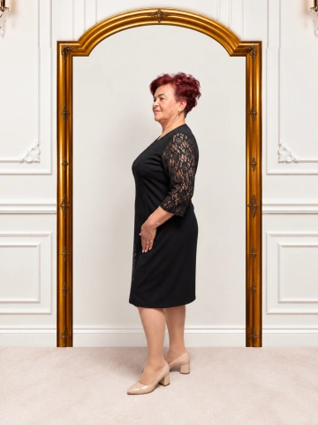 Rochie elegantă neagră cu dantelă Amalia - Img 2