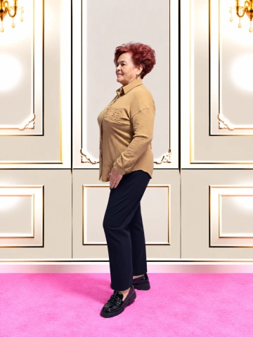 Cămașă damă camel cu aplicație decorativă – Beatrice - Img 2