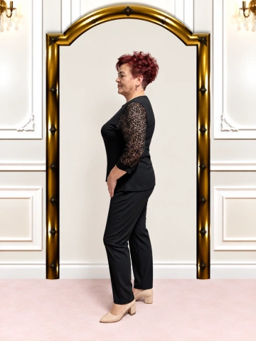 Bluză elegantă neagră cu mâneci din dantelă – Amalia - Img 2