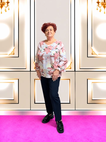 Bluză elegantă albă cu imprimeu floral roz – Amalia