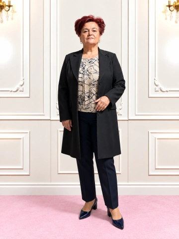 Pardesiu damă negru elegant cu rever – Victoria