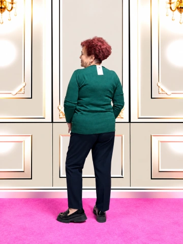Pulover damă verde smarald cu detalii discrete în relief – Eliza - Img 3