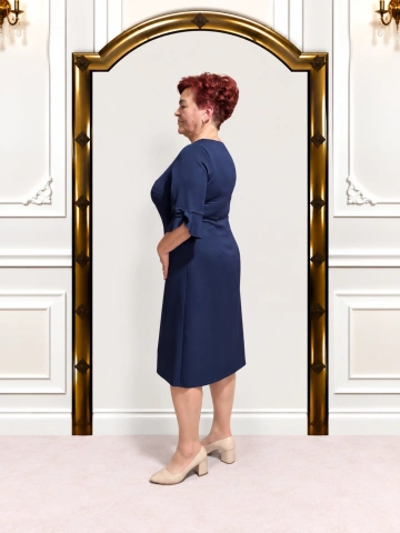 Rochie elegantă bleumarin cu funde decorative – Amalia - Img 2