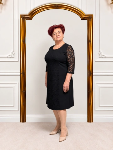 Rochie elegantă neagră cu dantelă Amalia
