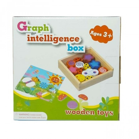 Joc educativ din lemn cu 12 piese inserabile, Wooden toys, 3+