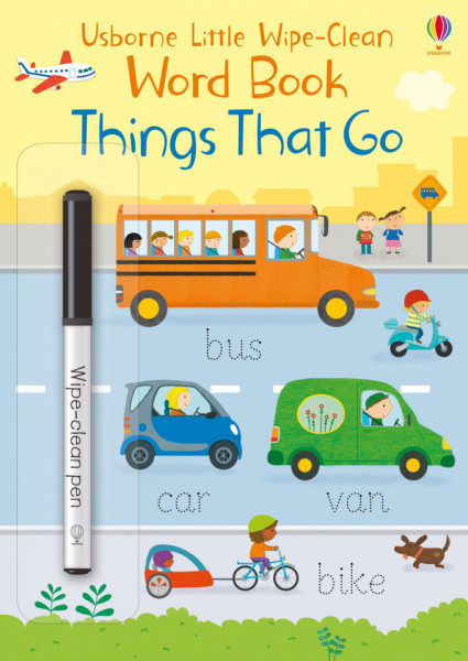 Carte de tip Wipe and clean, scrie si sterge, Things That Go, Usborne