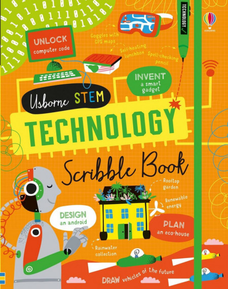 Carte "Technology scribble book", cu coperta tare de Alice James, 7 ani+, Usborne