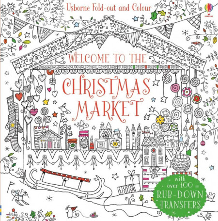 Carte de colorat "Welcome to the Christmas market", 4 ani+, Usborne