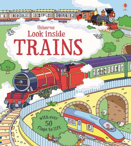 Carte cu multe clapete pentru copii curiosi, Look inside trains