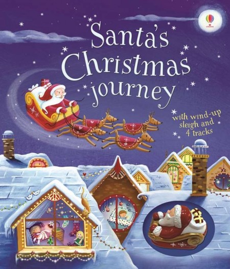 Santa’s christmas journey with wind-up sleigh, Sania lui mos craciun, carte si jucarie, usborne