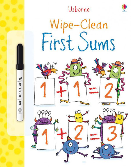 Carte cu marker de tip "scrie si sterge", Wipe-clean first sums, Usborne