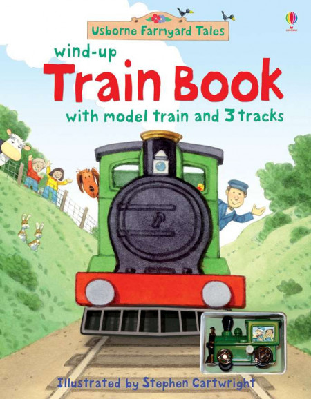 Farmyard Tales wind-up train book, carte cu tren de jucărie, usborne