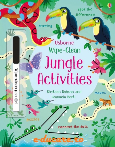 Carte cu marker de tip "scrie si sterge", Wipe-clean jungle activities, Usborne