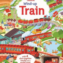 Wind-up train with slot togheter, carte cu jucărie, usborne