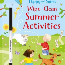 Carte de tip scrie si sterge, cu marker inclus, Poppy and Sam's wipe-clean summer activities, usborne + semn de carte cadou