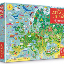Carte și puzzle, Europe atlas jigsaw and picture book, usborne