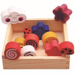 Joc educativ din lemn cu 12 piese inserabile, Wooden toys, 3+
