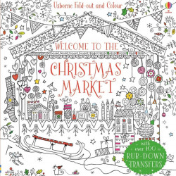 Carte de colorat "Welcome to the Christmas market", 4 ani+, Usborne