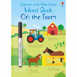 Carte educativa de activitati "On the Farm", 3 ani+, wipe and clean, scrie si sterge, Usborne
